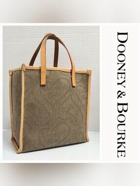Dooney & Bourke Brown Signature Heart Print Mini Small Shopper Tote Bag